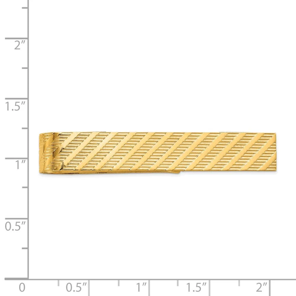 14K Yellow Gold Textured Tie Bar, 50mm