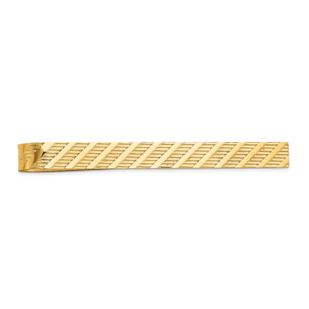 14K Yellow Gold Textured Tie Bar, 50mm