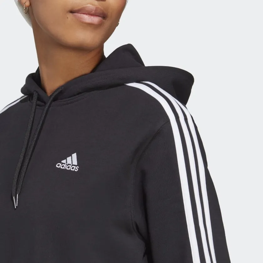 Adidas Essentials 3-Stripes French Terry Crop Hoodie - Black