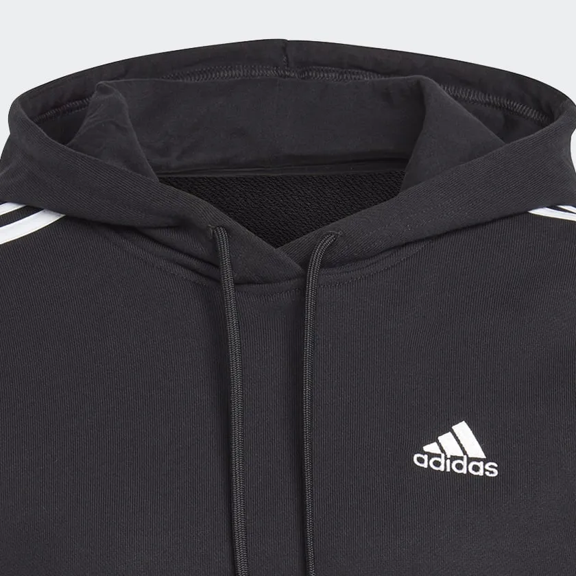 Adidas Essentials 3-Stripes French Terry Crop Hoodie - Black