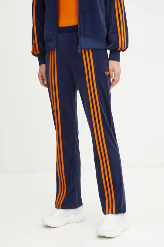 adidas Originals velour sweatpants 70s Velour Track Pant navy blue color with an application JN8290