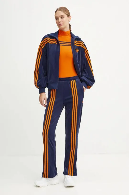 adidas Originals velour sweatpants 70s Velour Track Pant navy blue color with an application JN8290