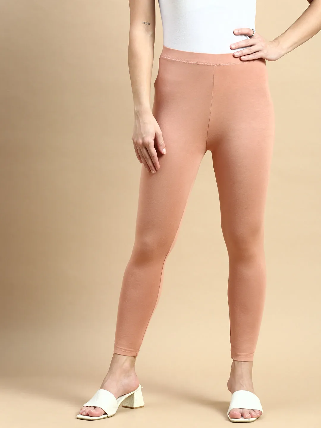 Ankle Length Leggings Viscose-Dark Peach