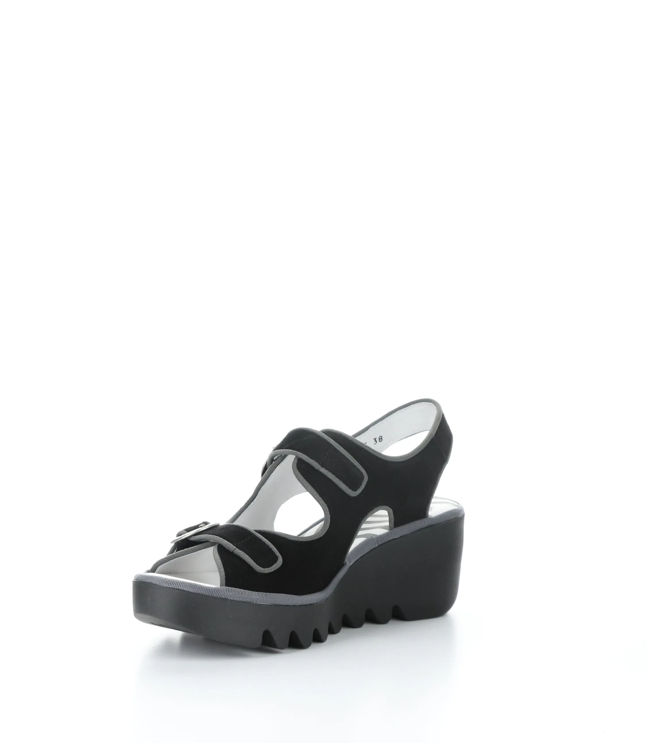 BARA355FLY BLACK SUEDE Wedge Sandals