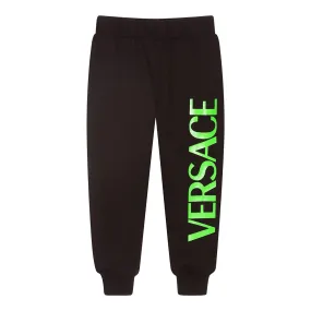 Black & Green Logo Print Sweatpants