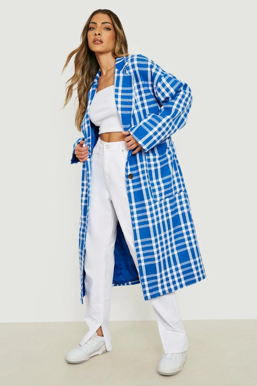 Blue Flannel Wool Look Coat