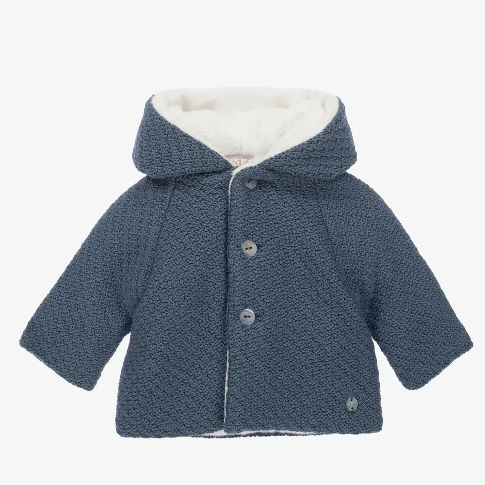 Blue Knitted Pram Coat