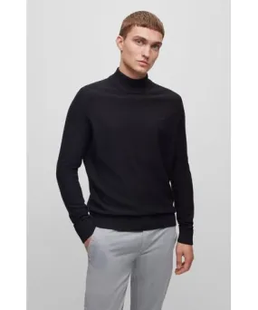 Boss Wool-blend rollneck sweater with embroidered logo