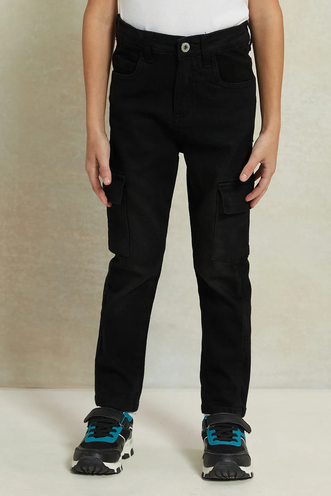 Boys Black Cargo Jeans