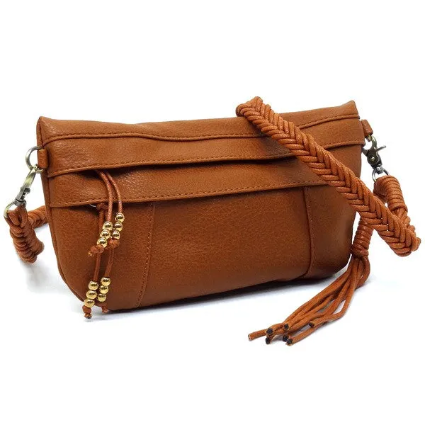 Braided Tassel Strap Crossbody Bag