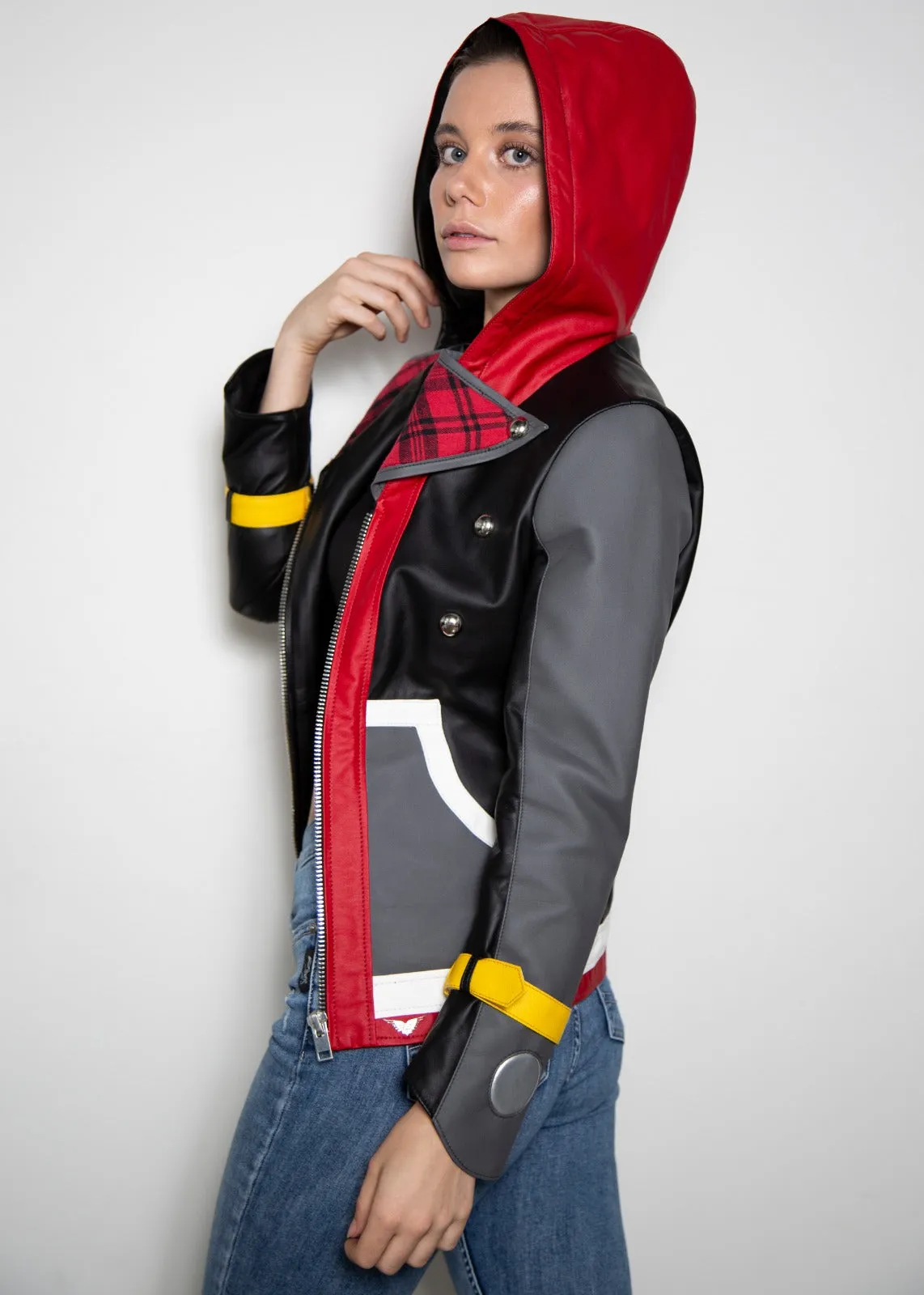 Buy Womens Kingdom Hearts Sora Leather Jacket Black Red | LucaJackets