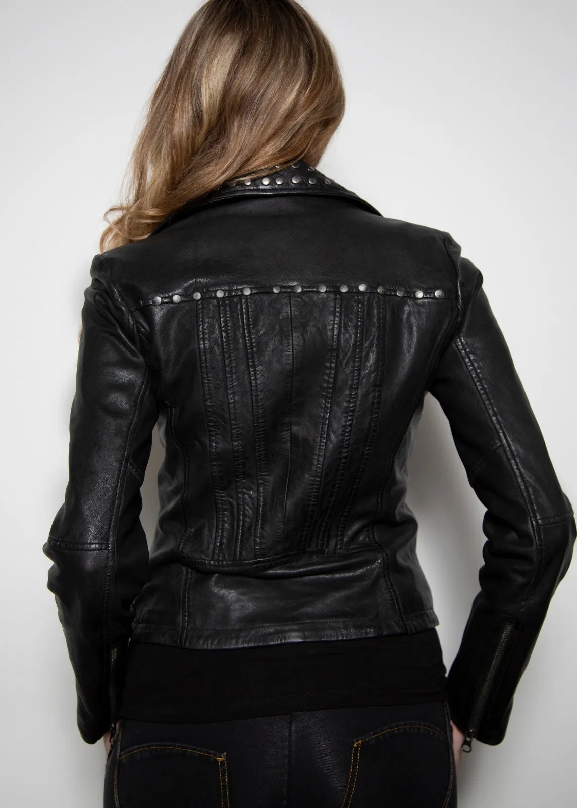 Buy Womens Premium Studded Rocker Motorcycle Leather Jacket