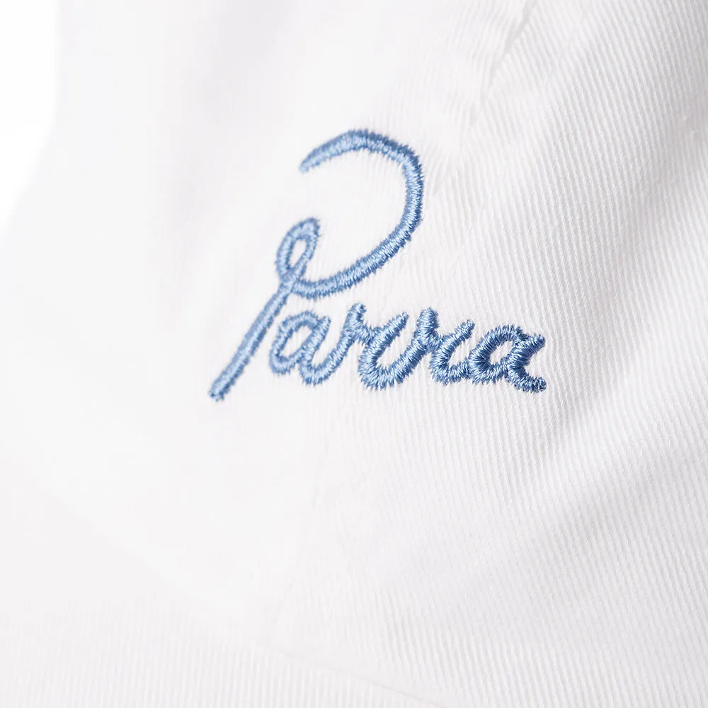 BY PARRA SCRIPT LOGO 6 PANEL HAT // WHITE