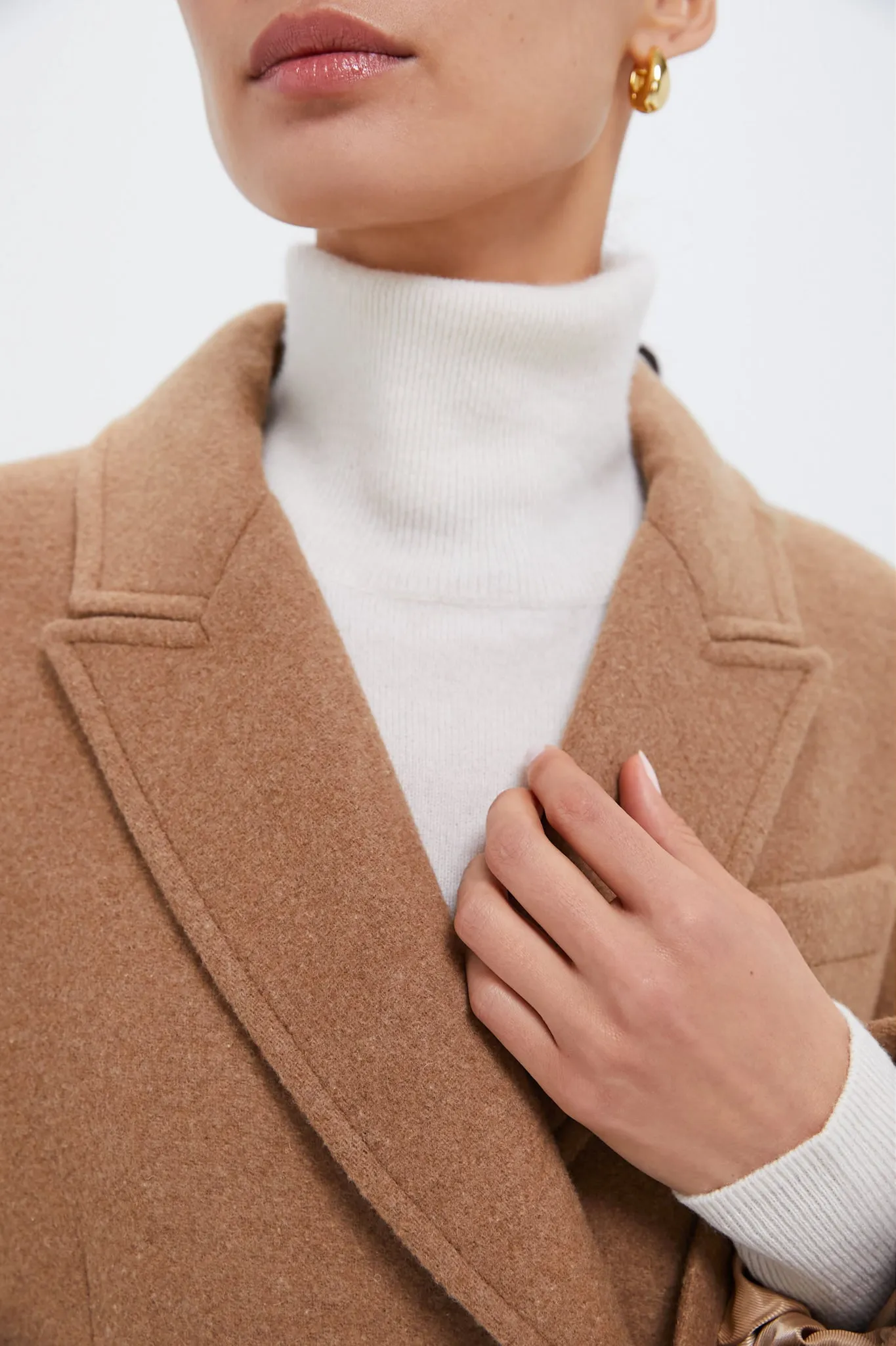 Camel Marylin Tailored Wool Coat