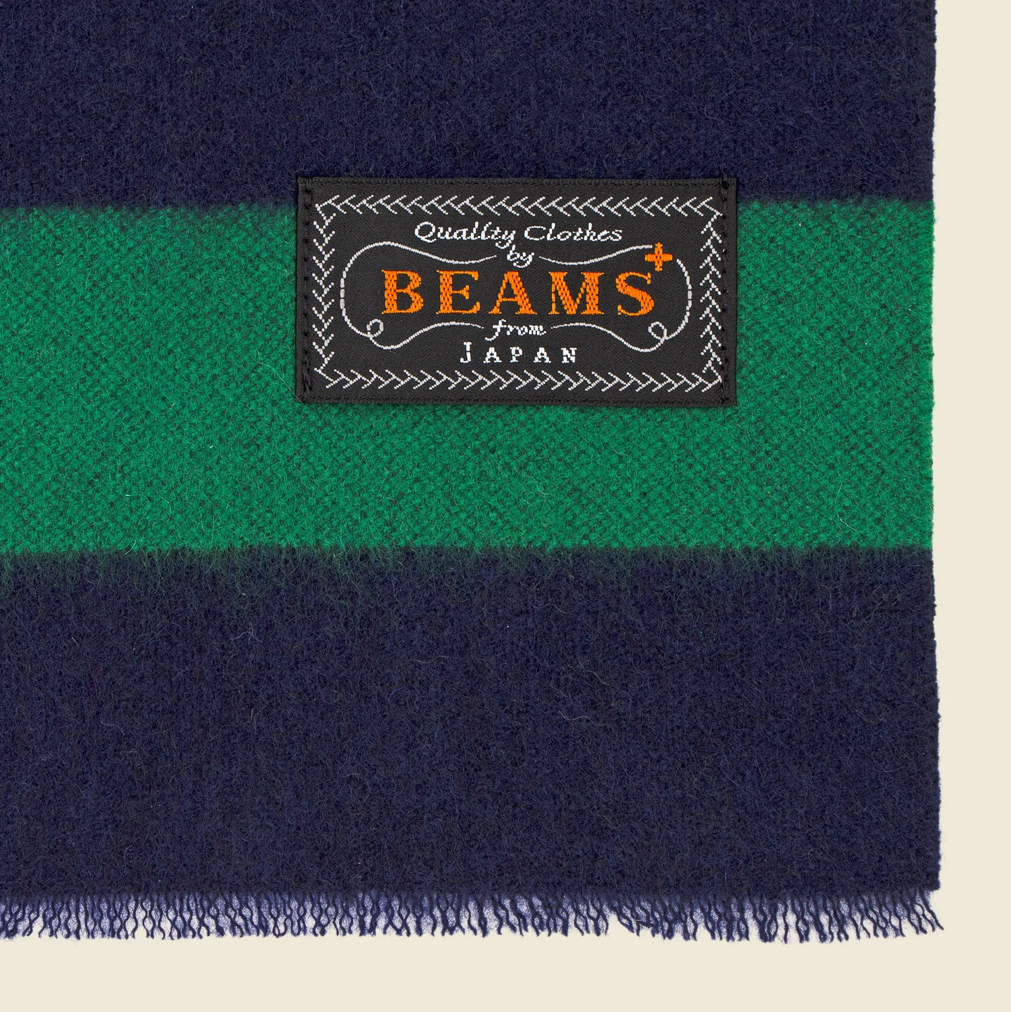 Cashmere Scarf - Green/Navy Stripe