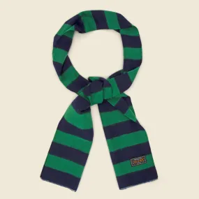 Cashmere Scarf - Green/Navy Stripe