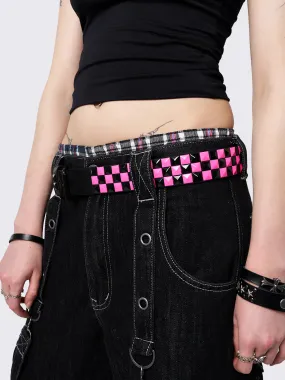 Checkerstrike Pink Black Studded Belt