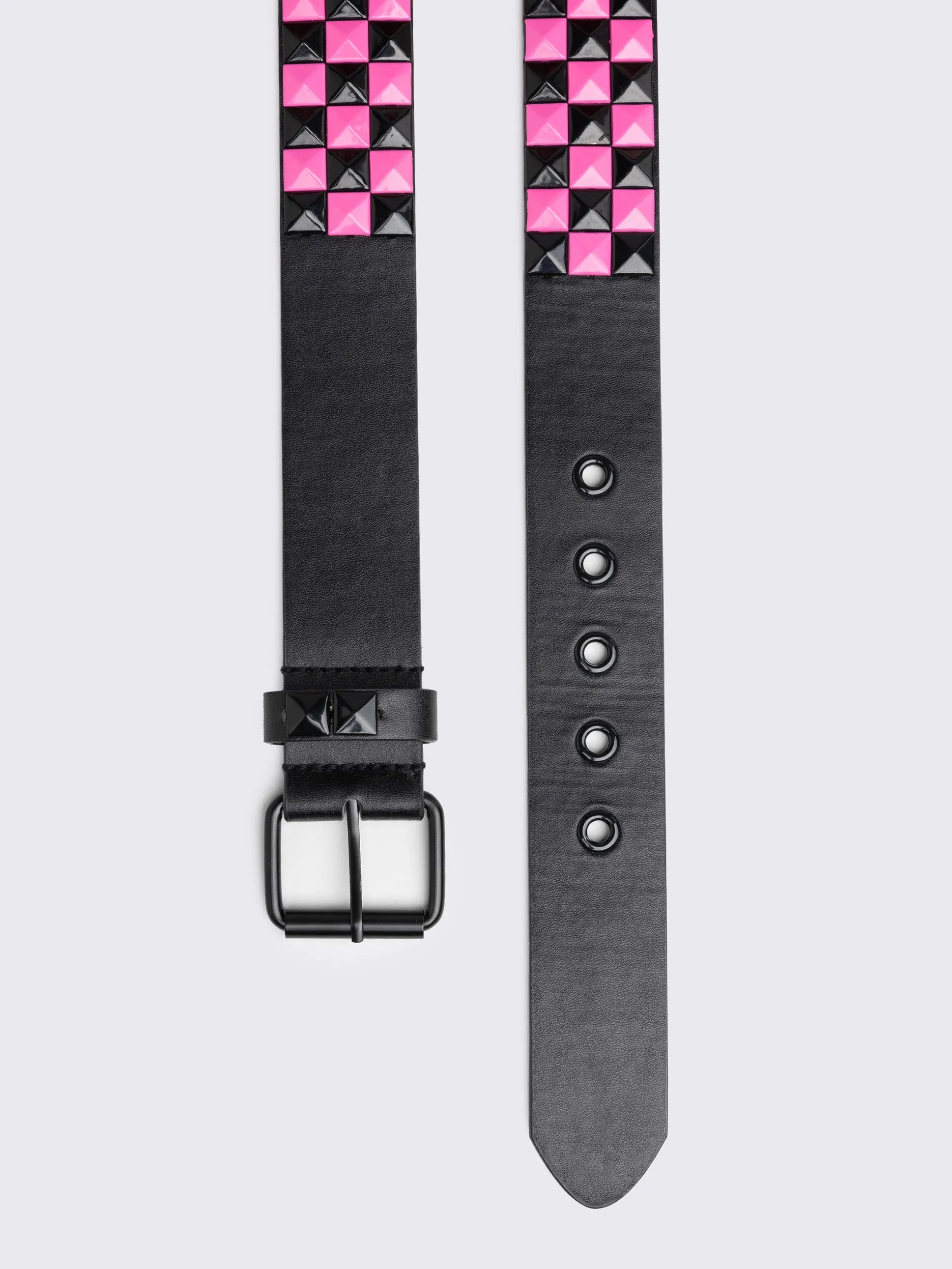 Checkerstrike Pink Black Studded Belt