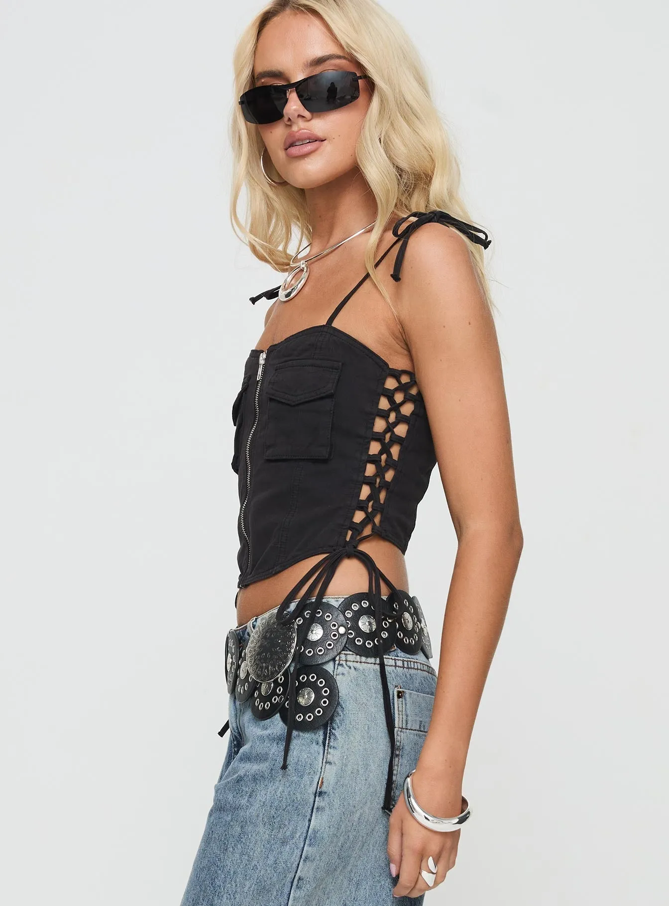 Dalloren Denim Cargo Top Black