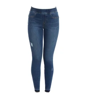 Distressed Denim Leggings Medium Wash