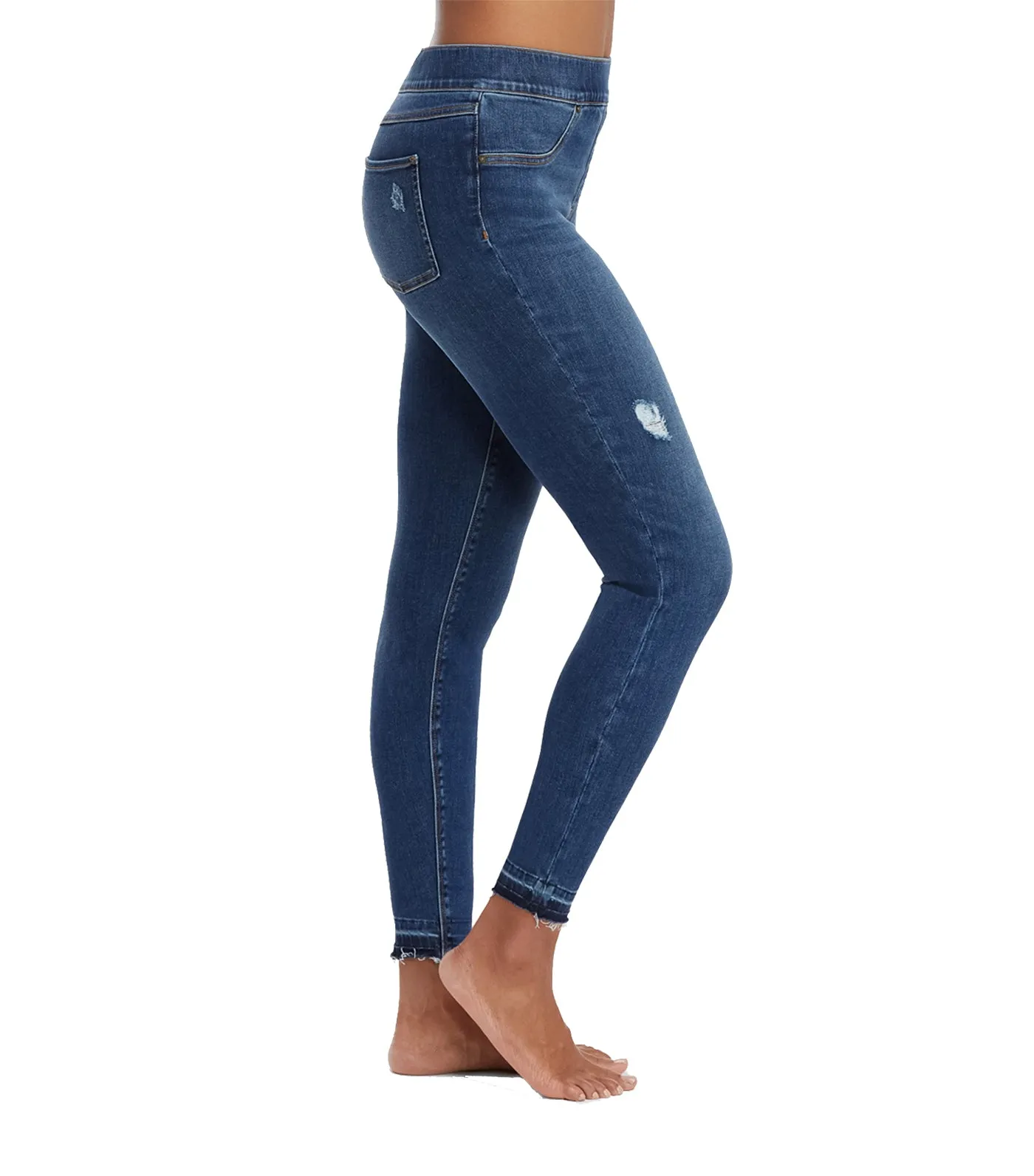 Distressed Denim Leggings Medium Wash