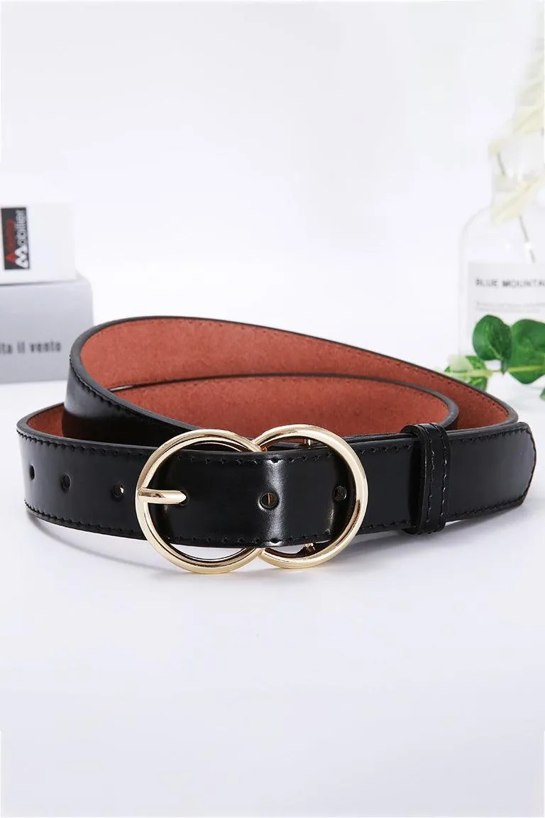 Double O Ring Faux Leather Belt