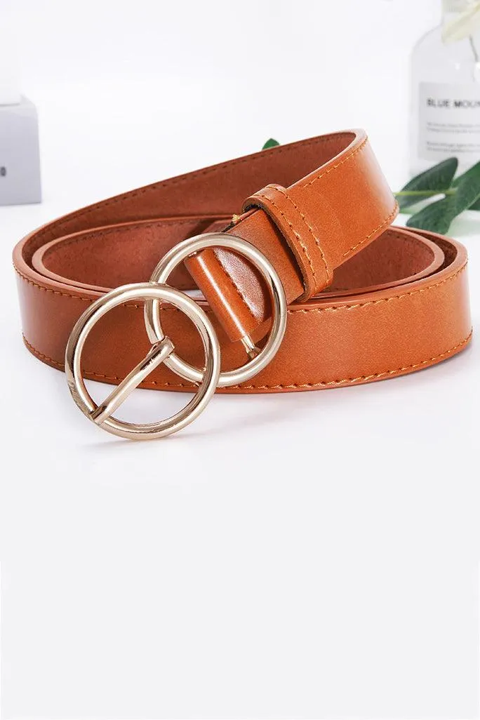 Double O Ring Faux Leather Belt