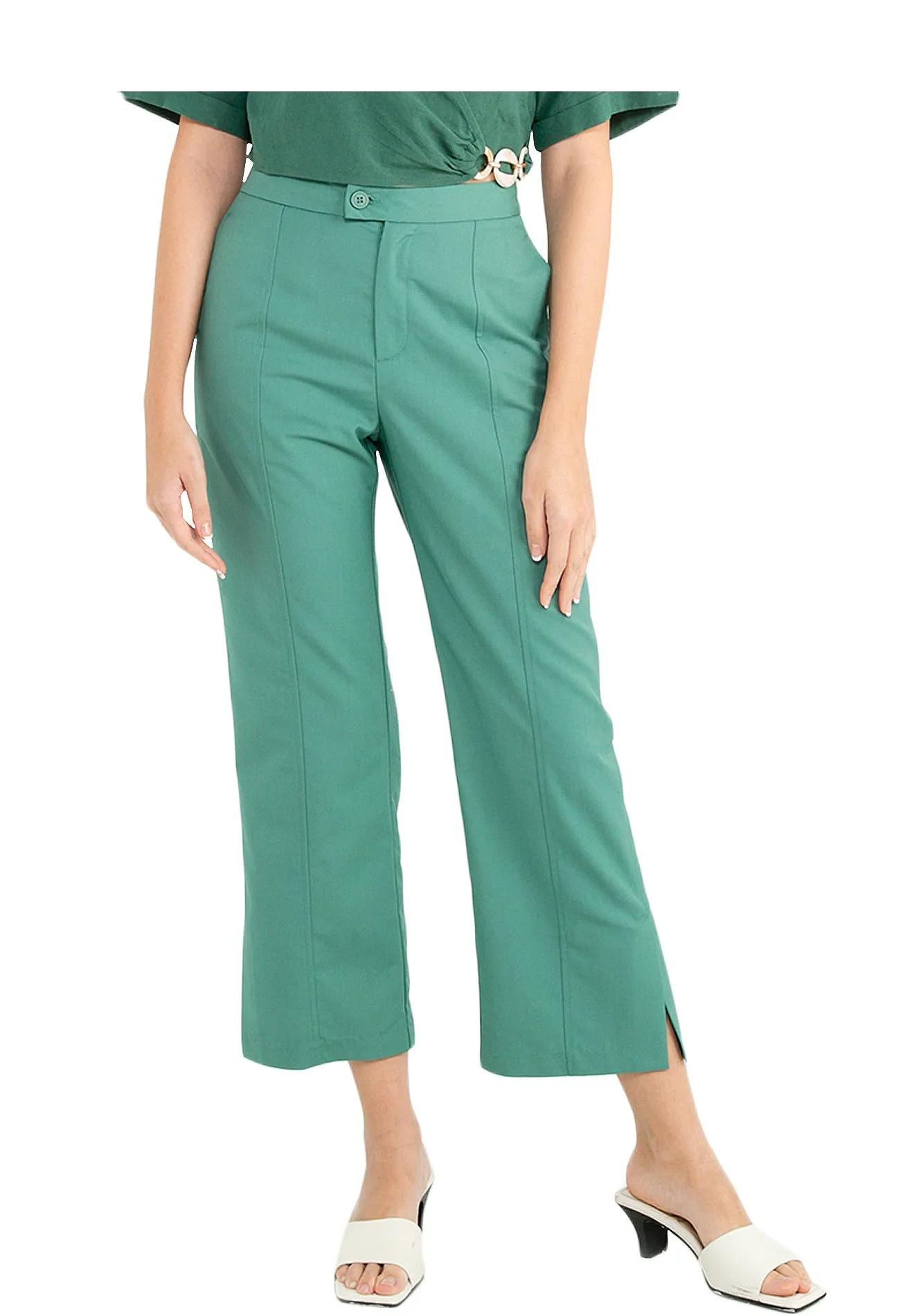 ELLE Apparel High Waist Split-Hem Straight Pants