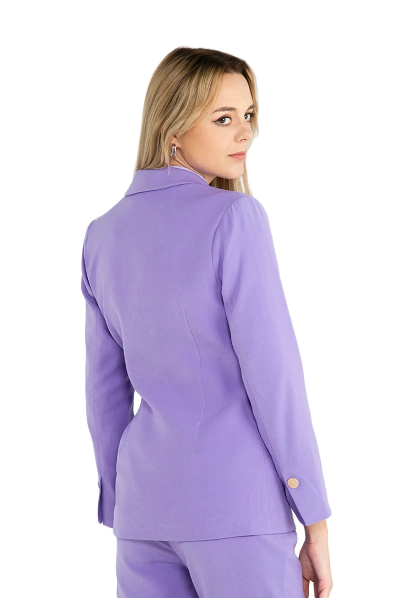 ELLE Apparel Notch Collar Padded Belted Blazer