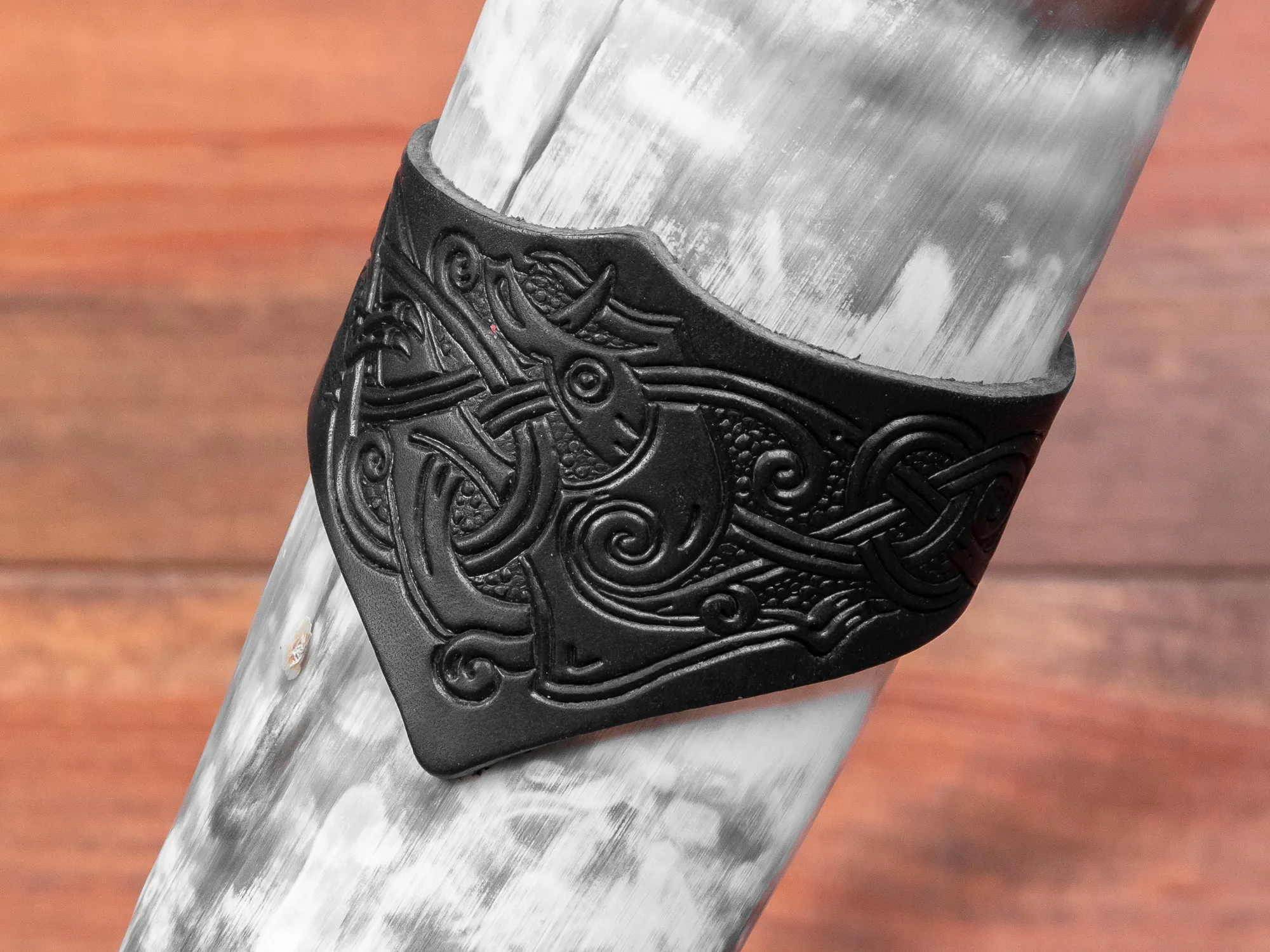 Embossed Black Leather Holder/Belt loop