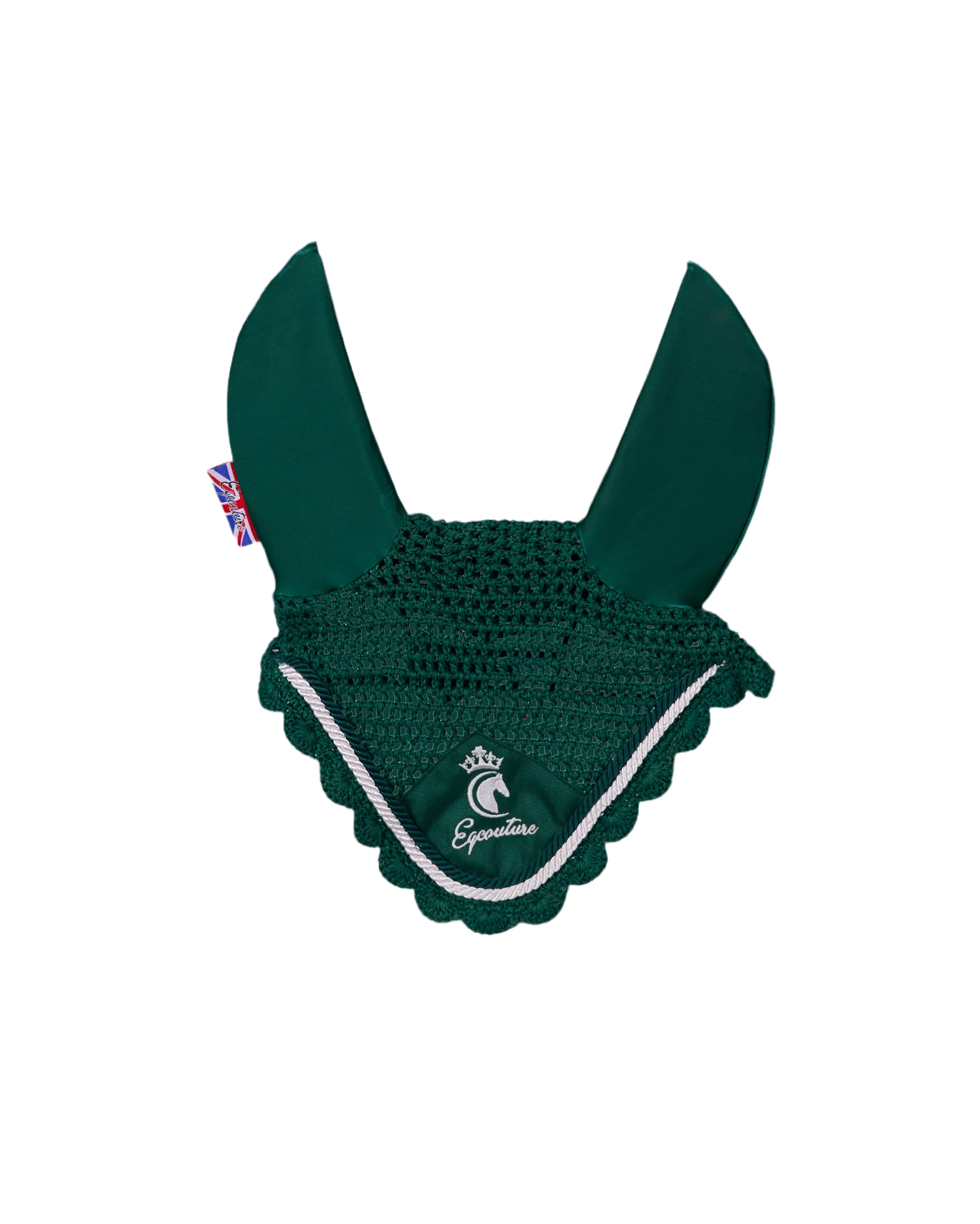 Eqcouture 'Symmetry' Fly Veil / Hood / Ears - FOREST GREEN