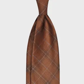 F.Marino Checked Wool Tie 3 Folds Rust