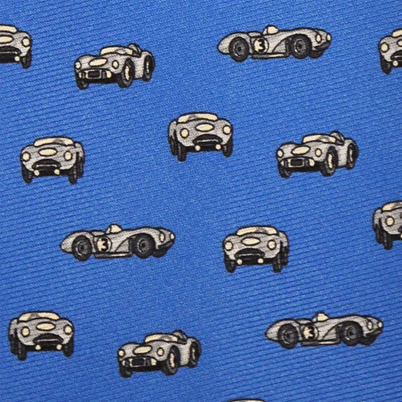 F.Marino Handmade Tie 3-Fold Jacquard Silk Vintage Car