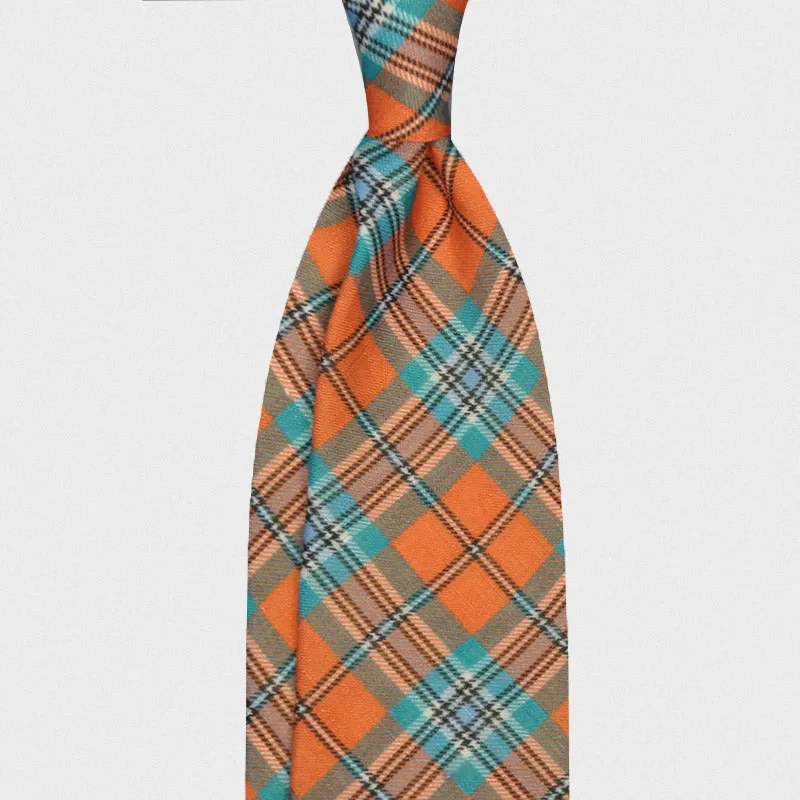 F.Marino Handmade Tie Linen Silk 3-Fold Tartan Orange