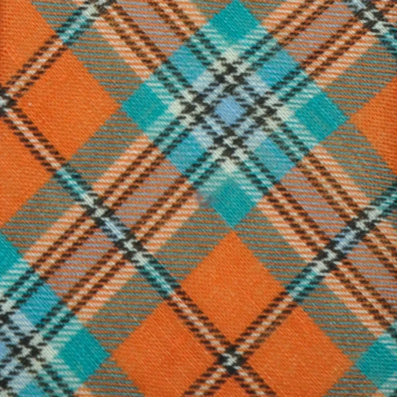 F.Marino Handmade Tie Linen Silk 3-Fold Tartan Orange