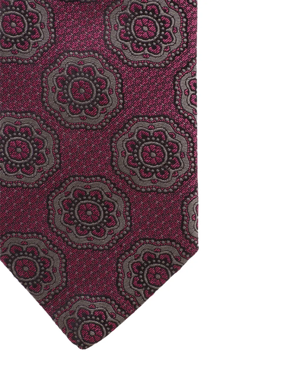 Fuchsia with Grey Exploded Medallion Silk Tie