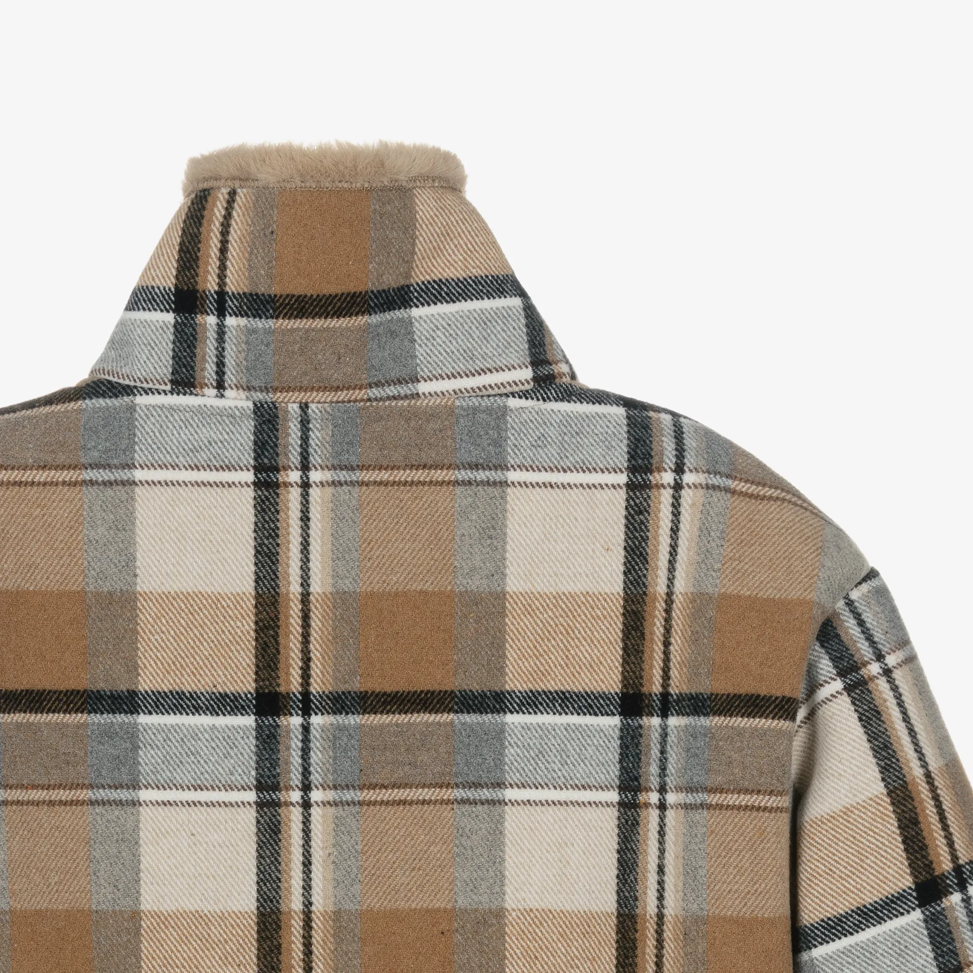 Girls Beige Checked Coat