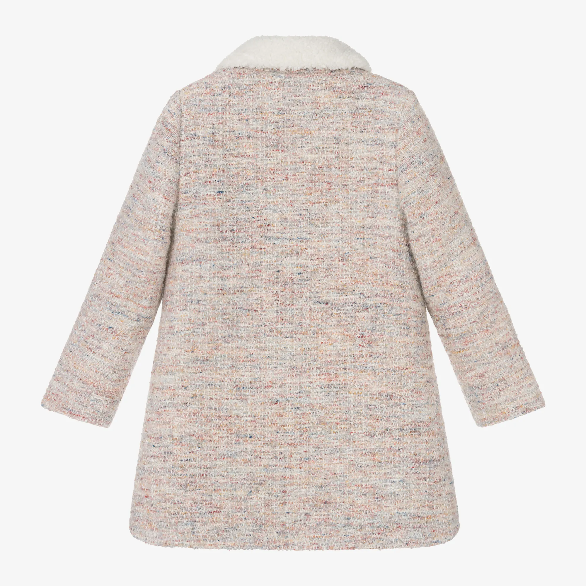 Girls Beige Tweed Coat