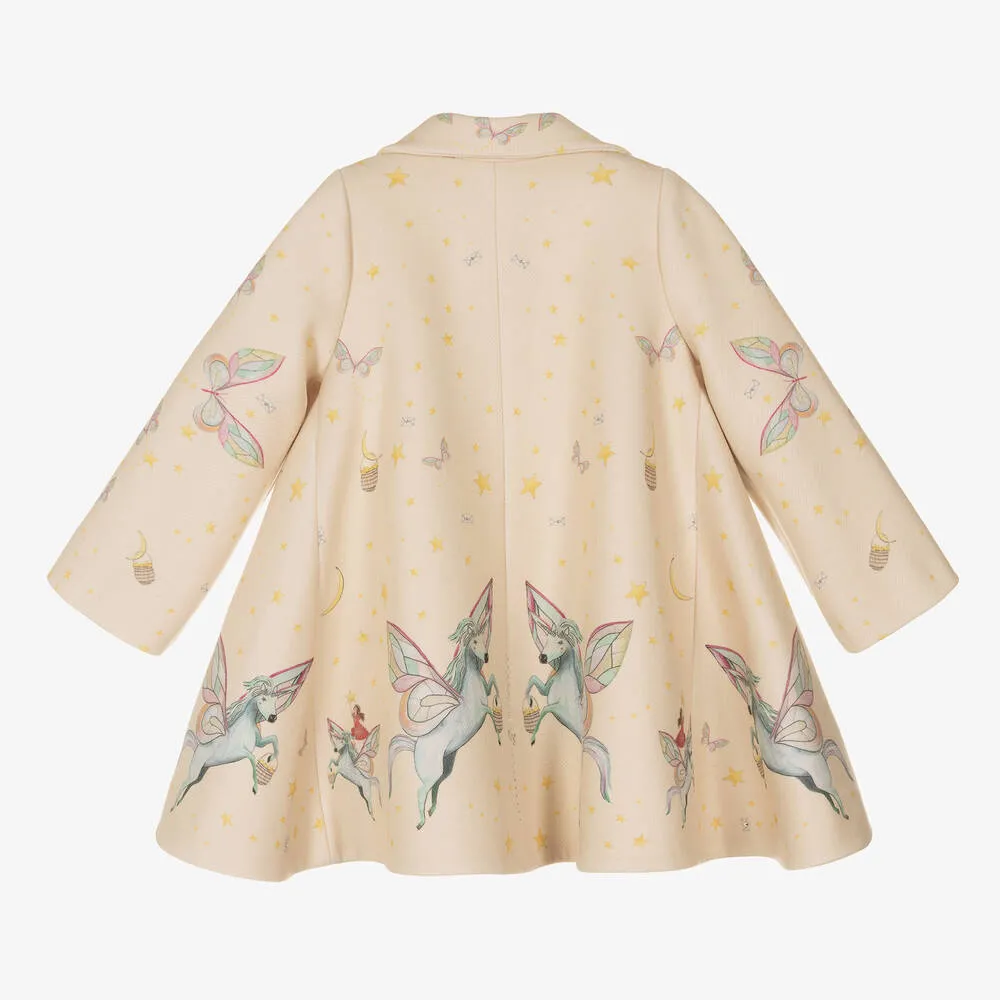 Girls Beige Unicorns Coat