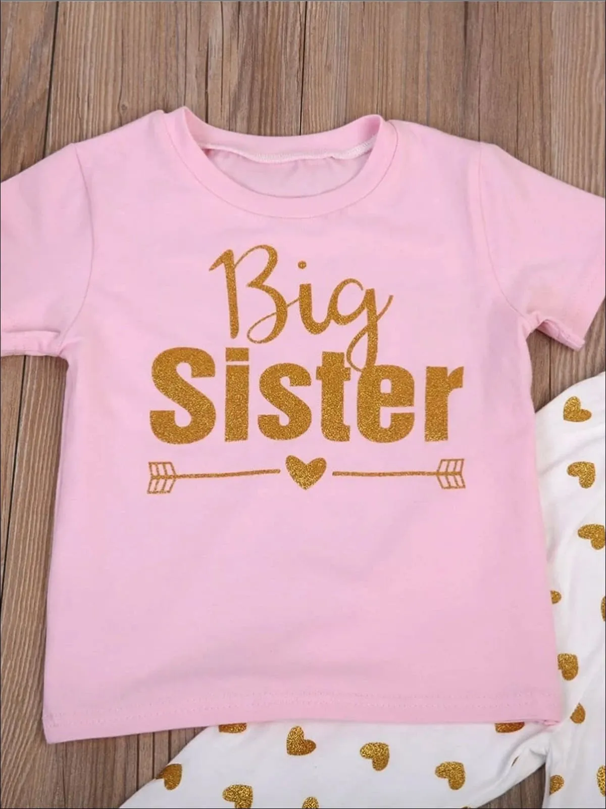 Girls Big Sister And Little Sister Matching Shirt and Polka Dot Legging Set