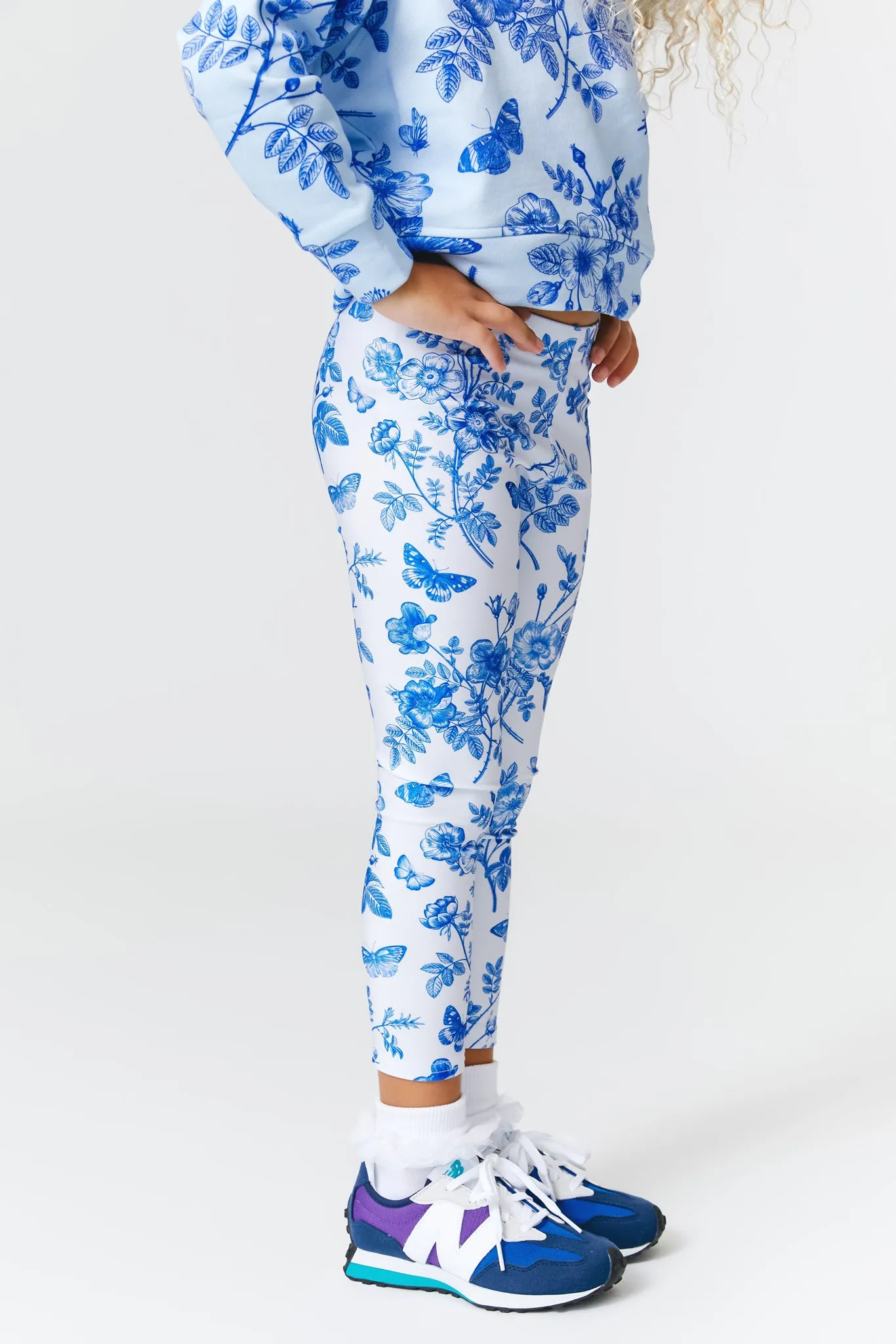 Girls Leggings in Light Blue Fine China