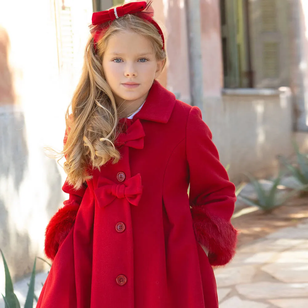 Girls Red Wool Coat