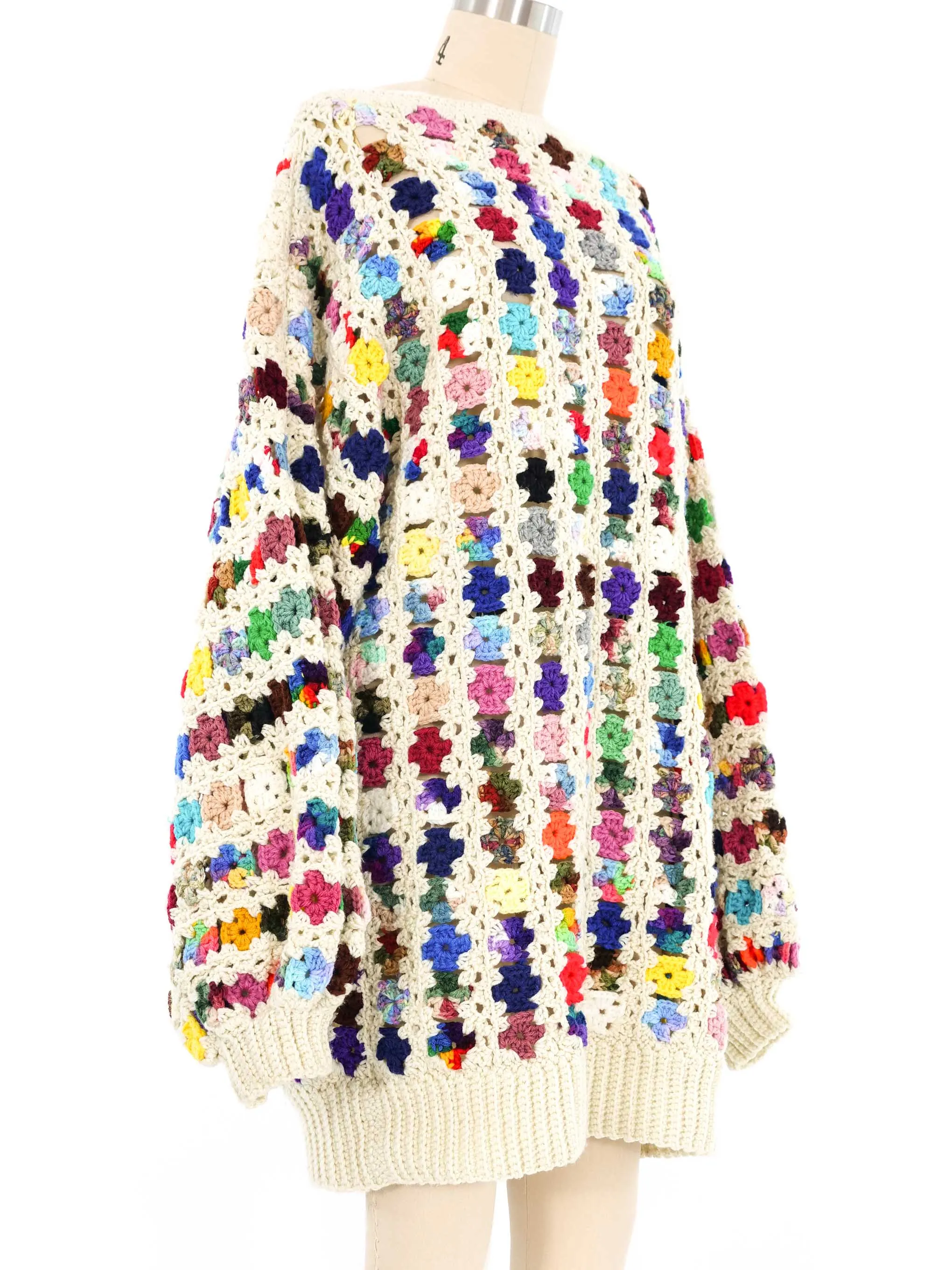 Granny Square Crochet Sweater Dress