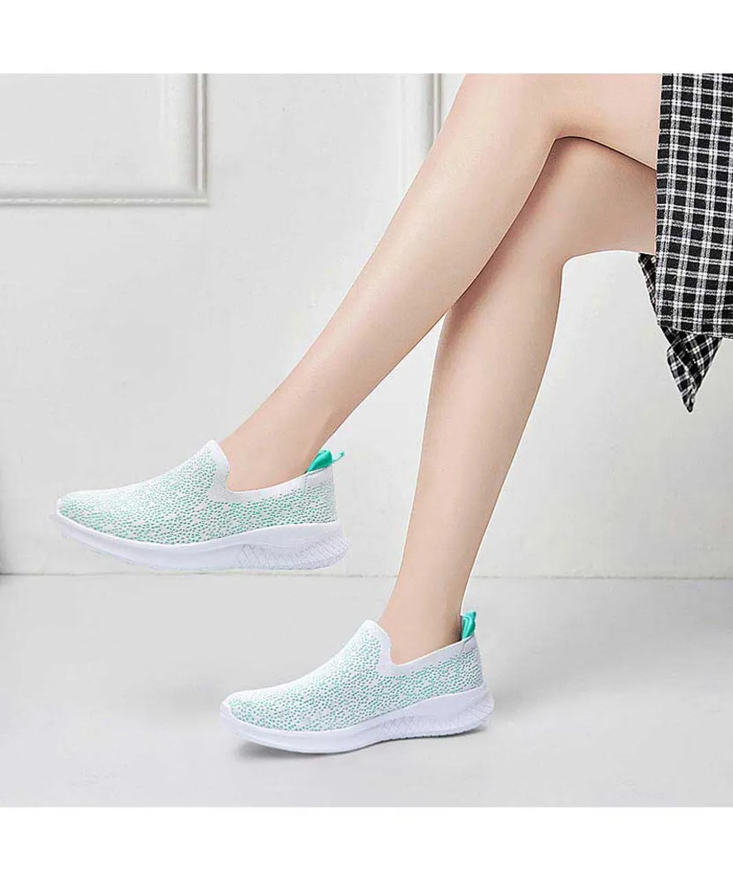 Green flyknit slip on shoe sneaker