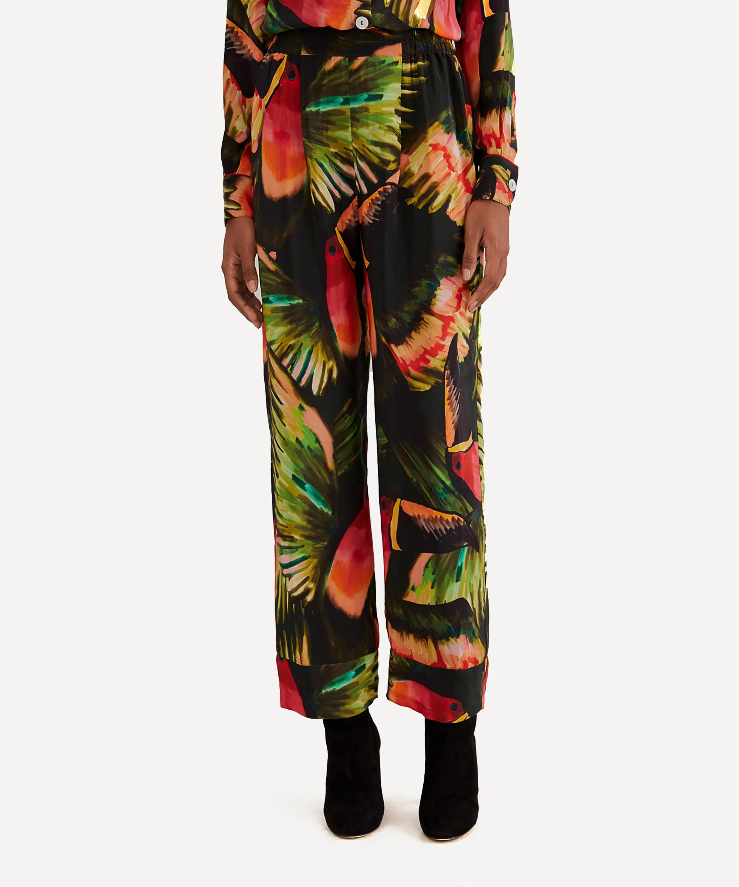 Green Painted Toucans Trousers