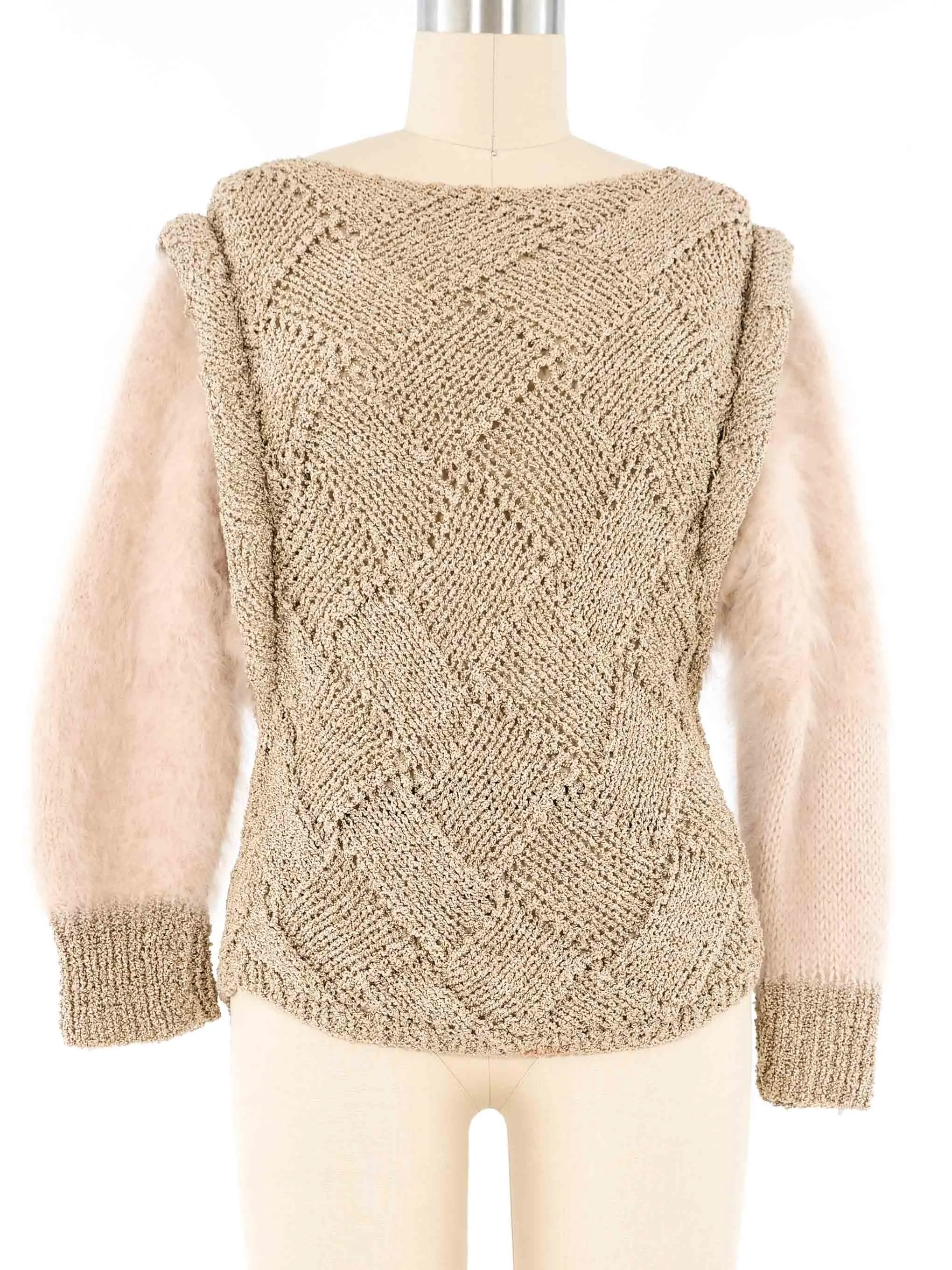 Handknit Angora Sleeve Sweater