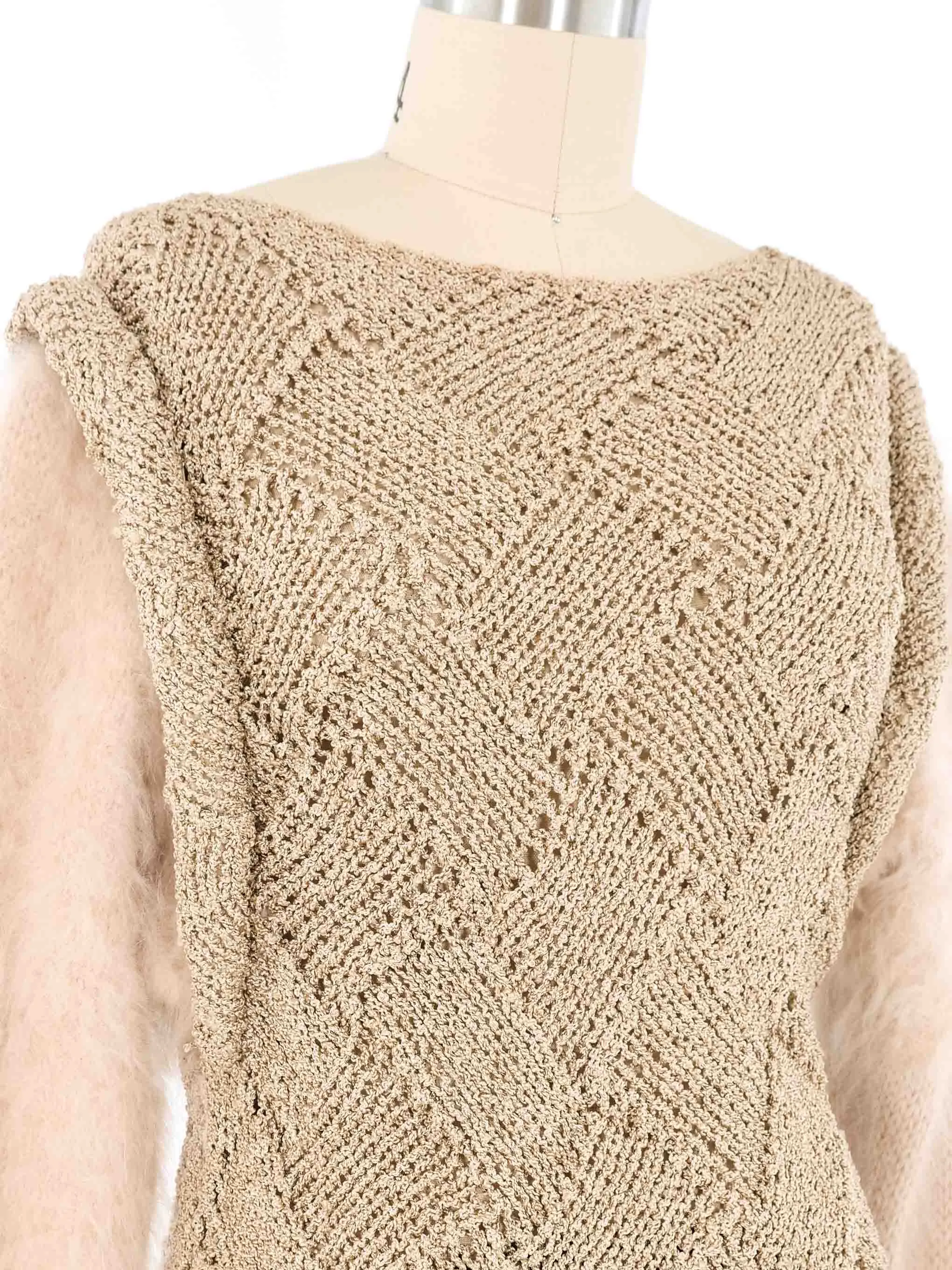 Handknit Angora Sleeve Sweater