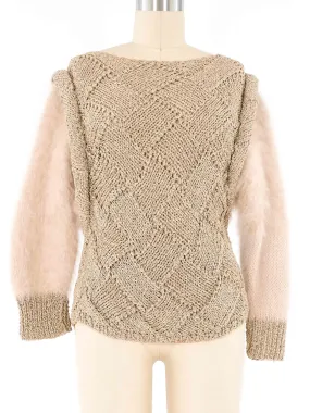 Handknit Angora Sleeve Sweater