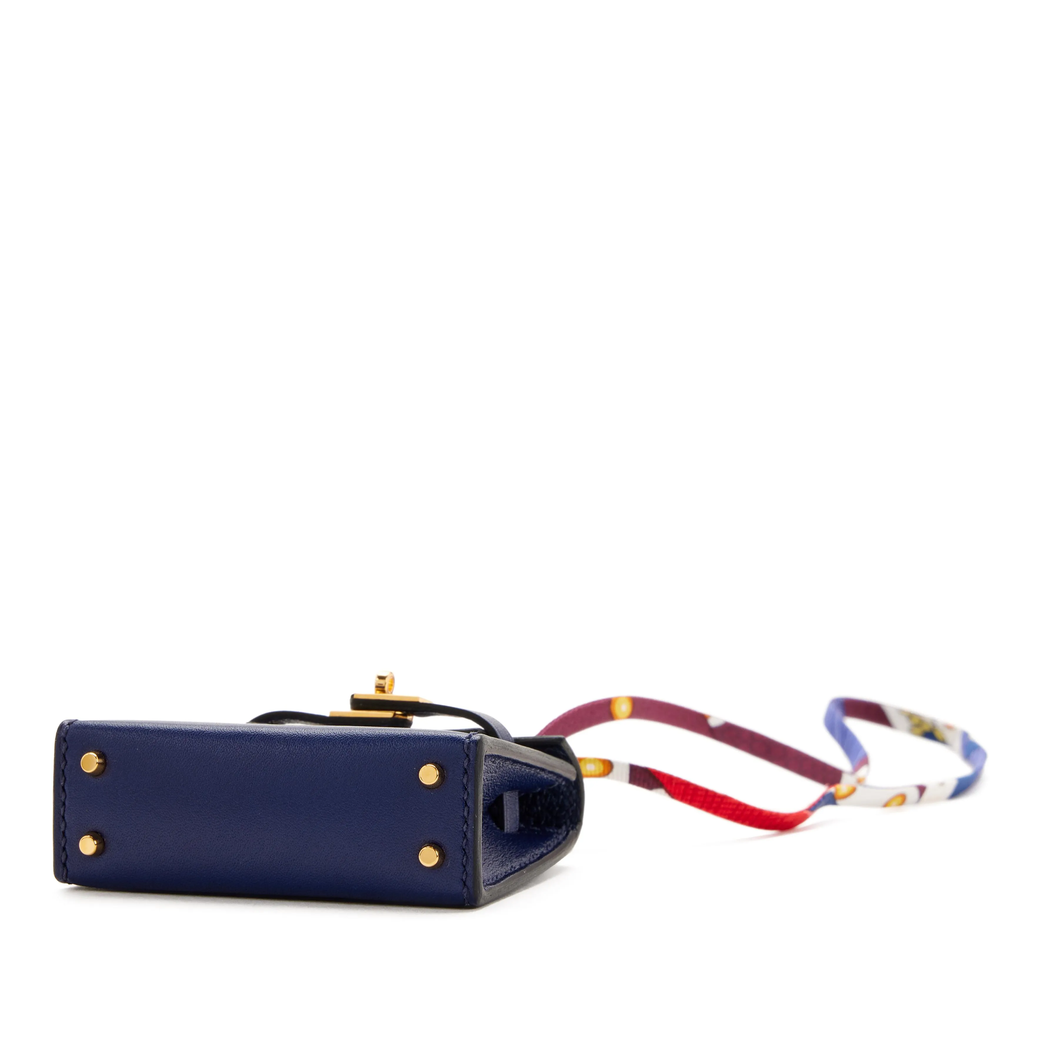 Hermès Blue Encre Tadelakt Micro Mini Twilly Kelly Bag Charm Gold Hardware, 2022