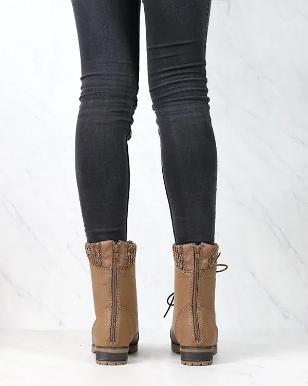 In the Woods Ankle Sweater Cuff Boots in Taupe